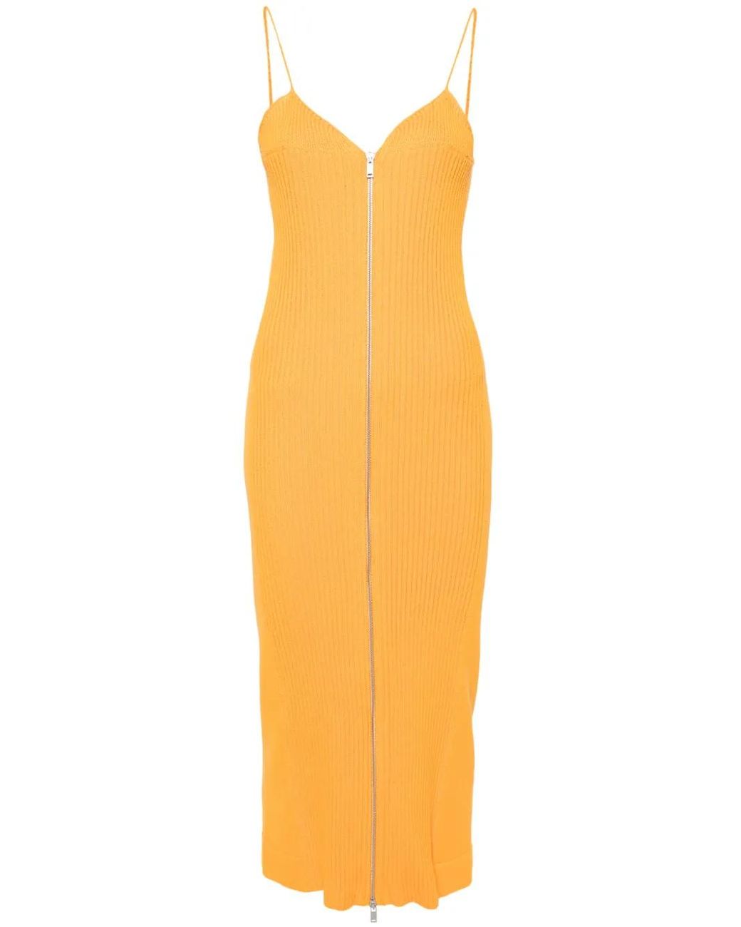 Jil Sander Orange Robe En Maille À Fermeture Zippée