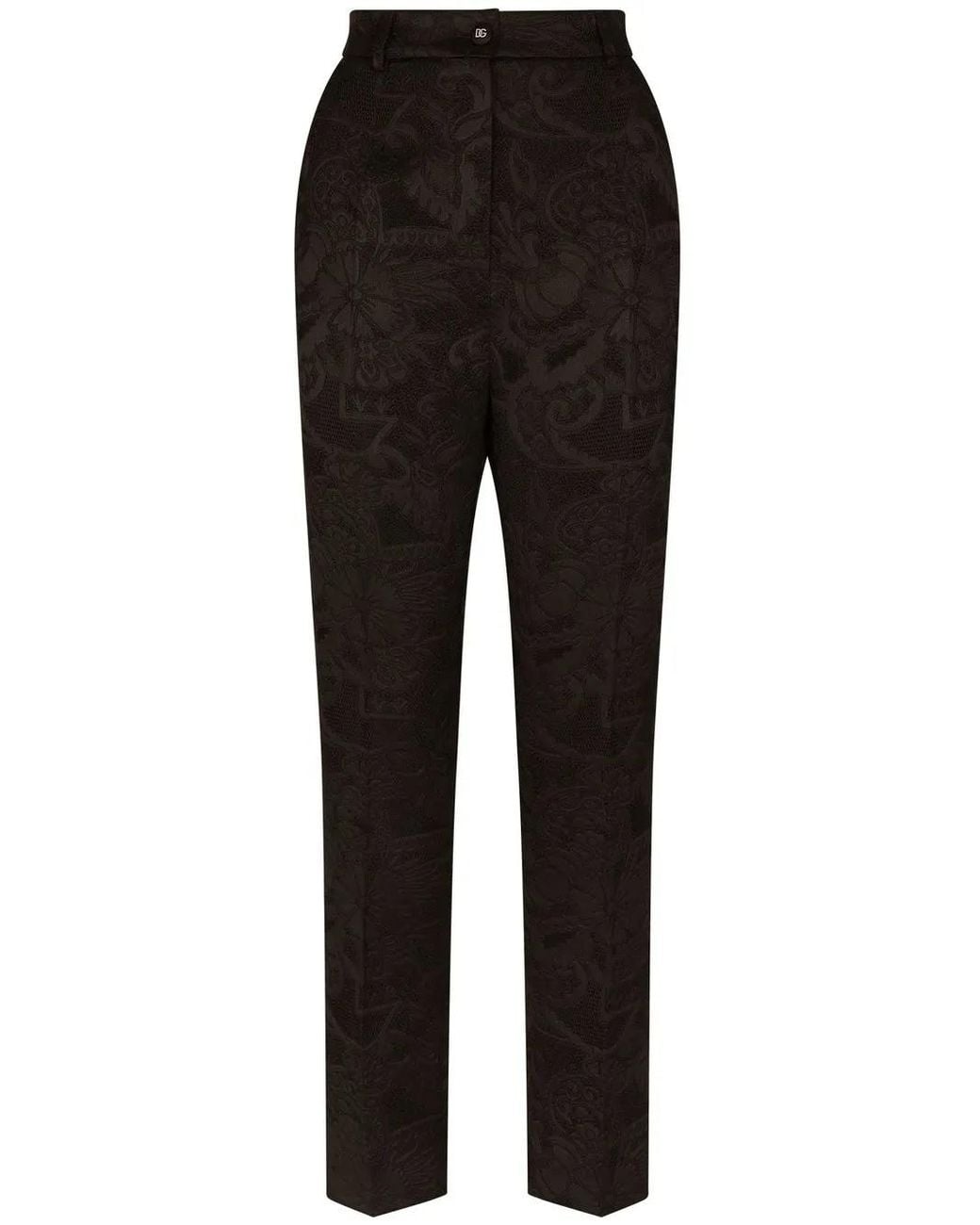 Dolce & Gabbana Black Jacquard High-Waist Trousers