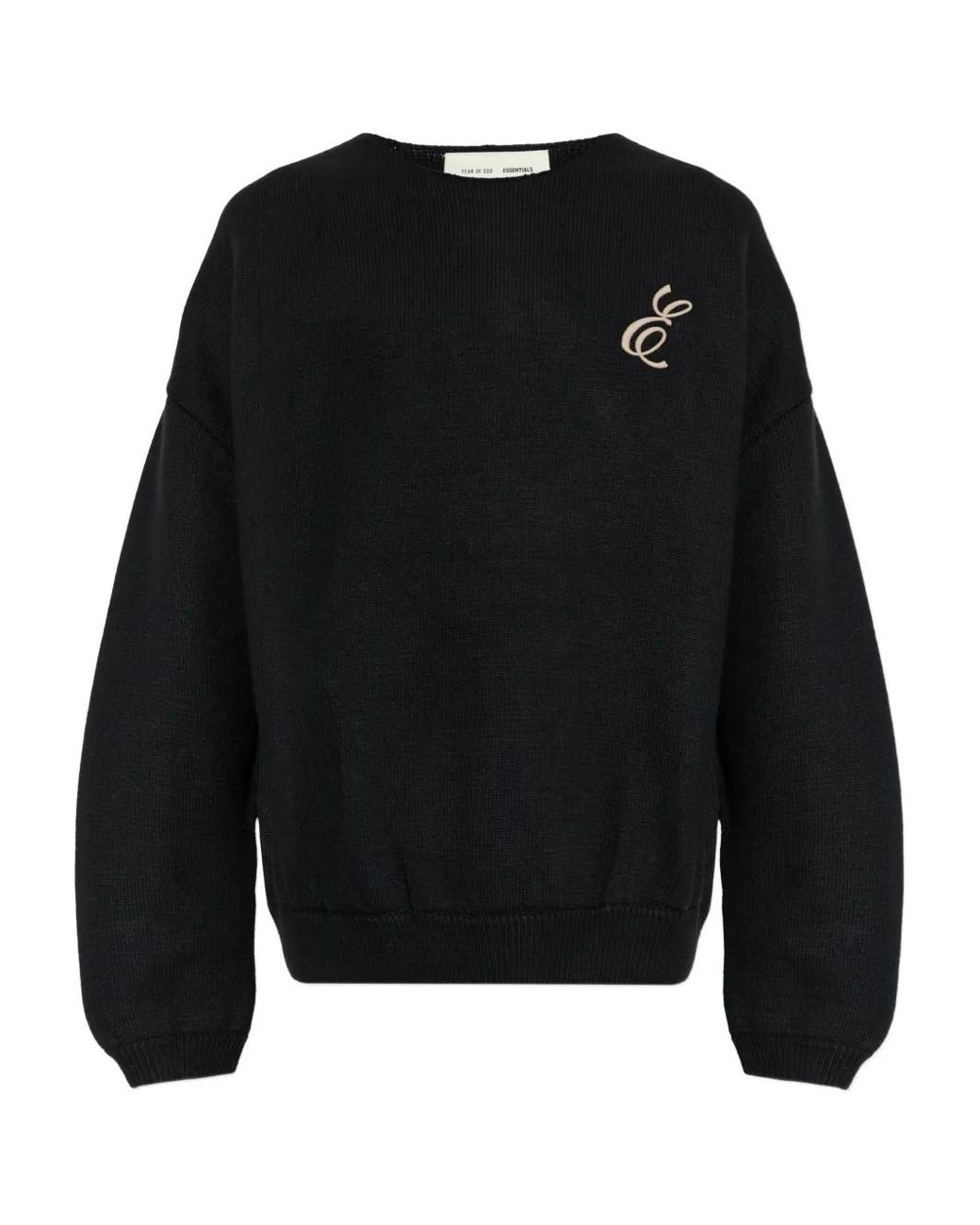 Fear Of God Black Logo-Embroidered Crew-Neck Sweater for men