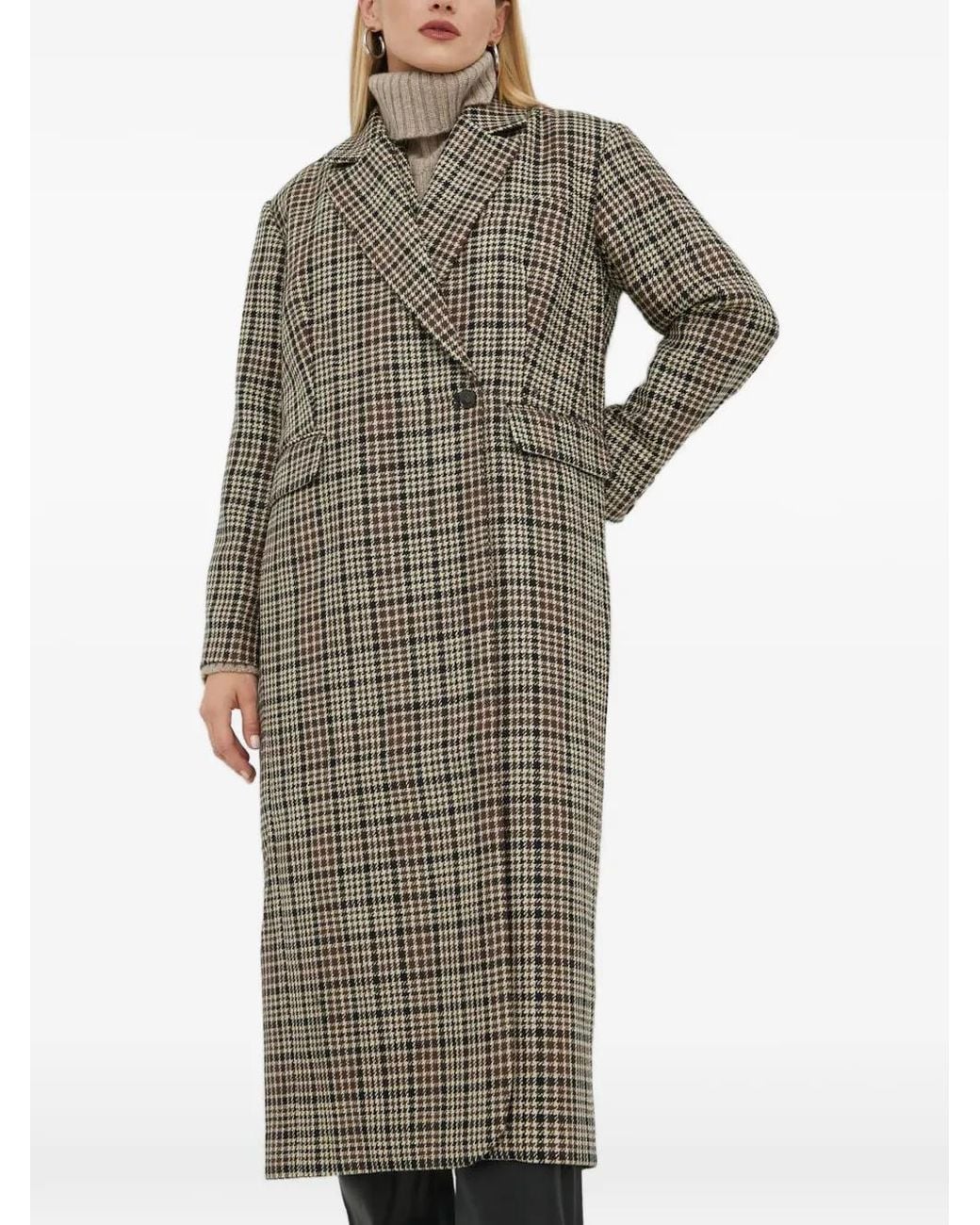 Herskind Brown Wanda Check-Pattern Double-Breasted Coat