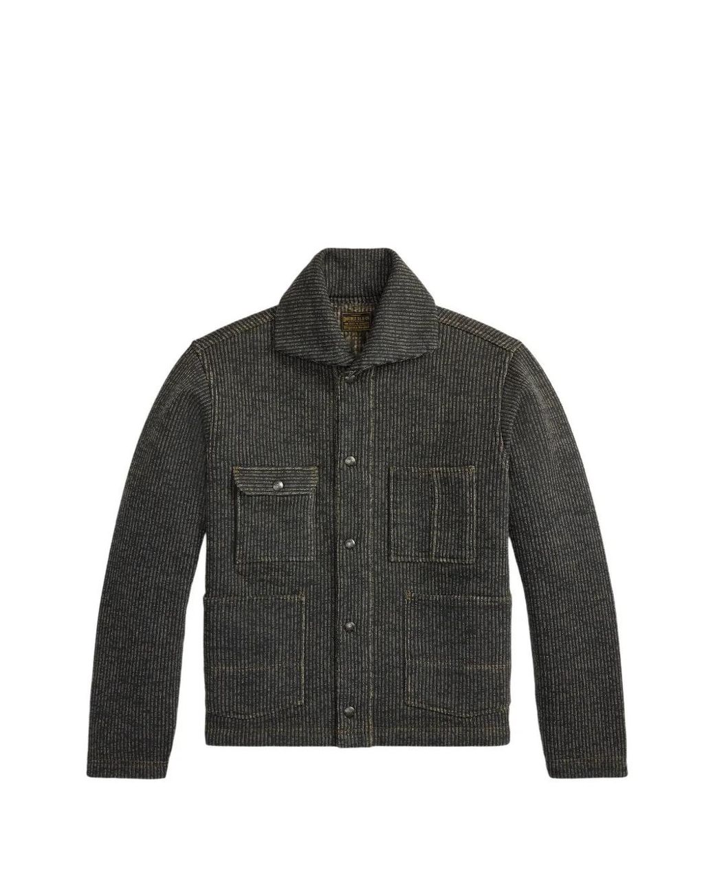 RRL Black Striped Pocket Shirt Jacket for men