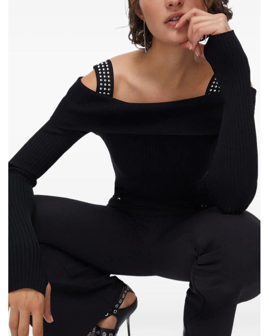 Liu Jo Black Sweater With Thumbhole Sleeves