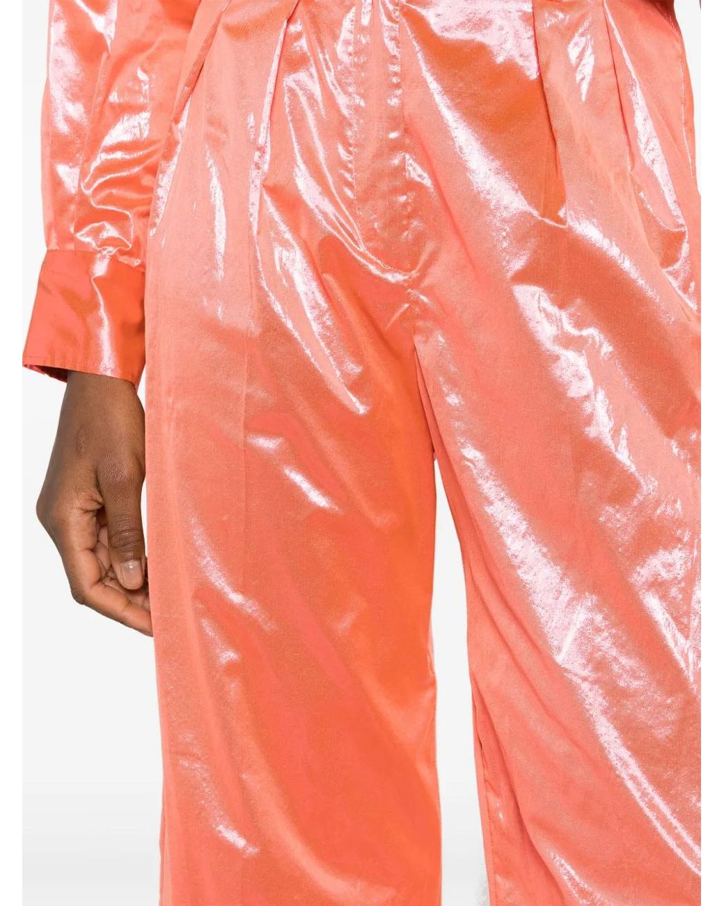 Forte_forte Orange Metallic Straight Trousers