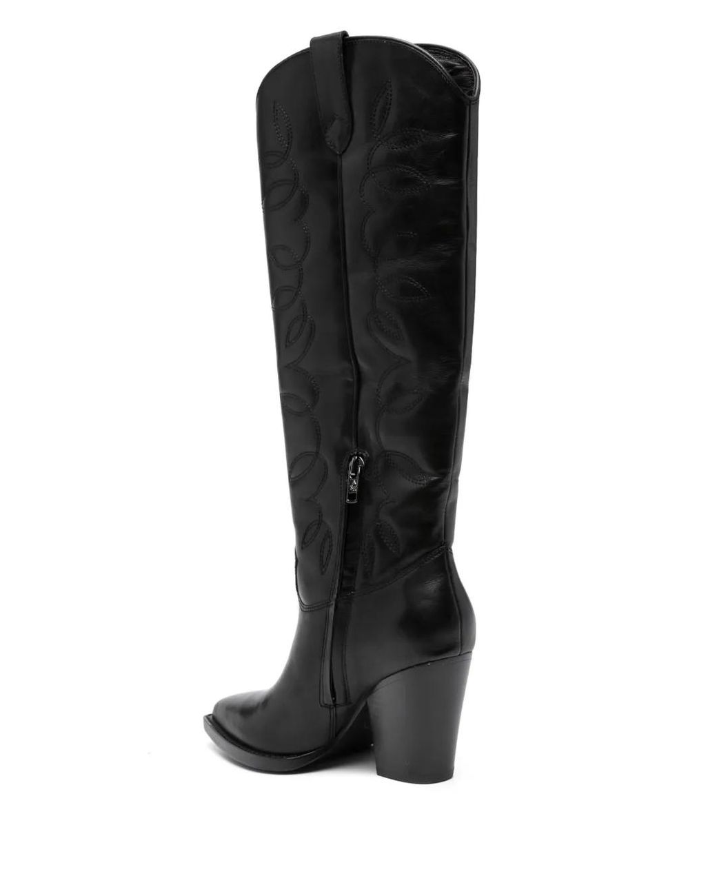 Ash Black Leather Texan Boots
