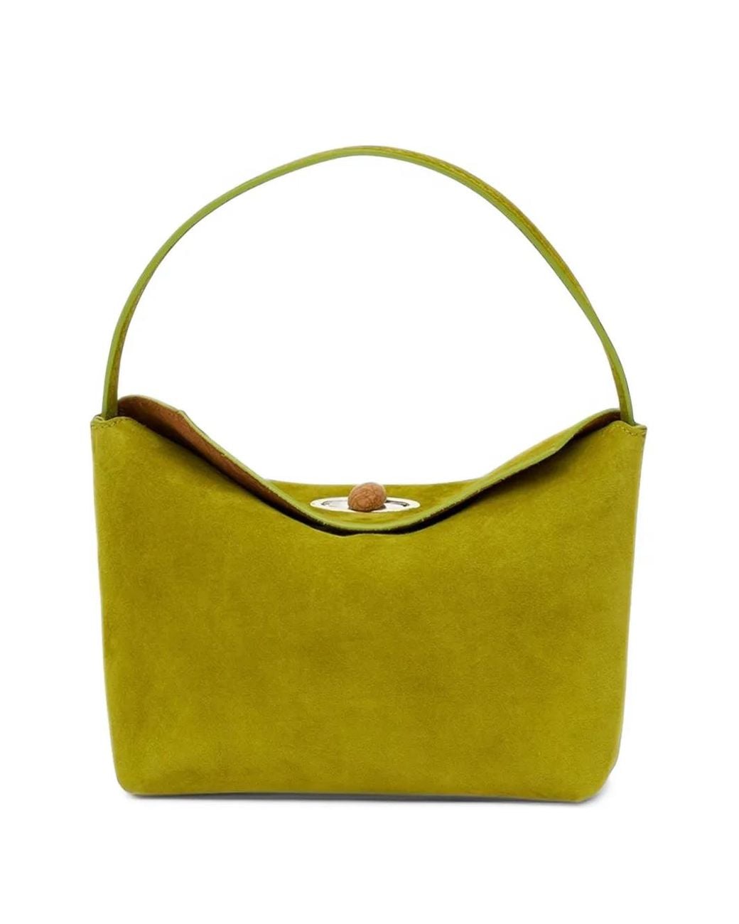 Christopher Esber Yellow Mini Turnlock Suede Shoulder Bag