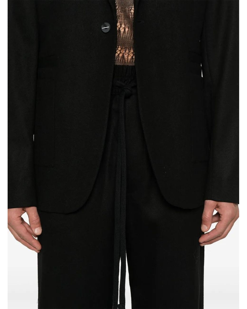 Thom Krom Black Low-Crotch Drawstring Track Pants for men