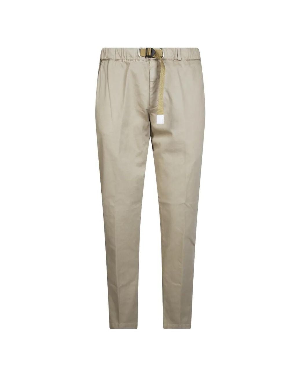 White Sand Natural Pantalon En Gabardine À Taille Ceinturée for men