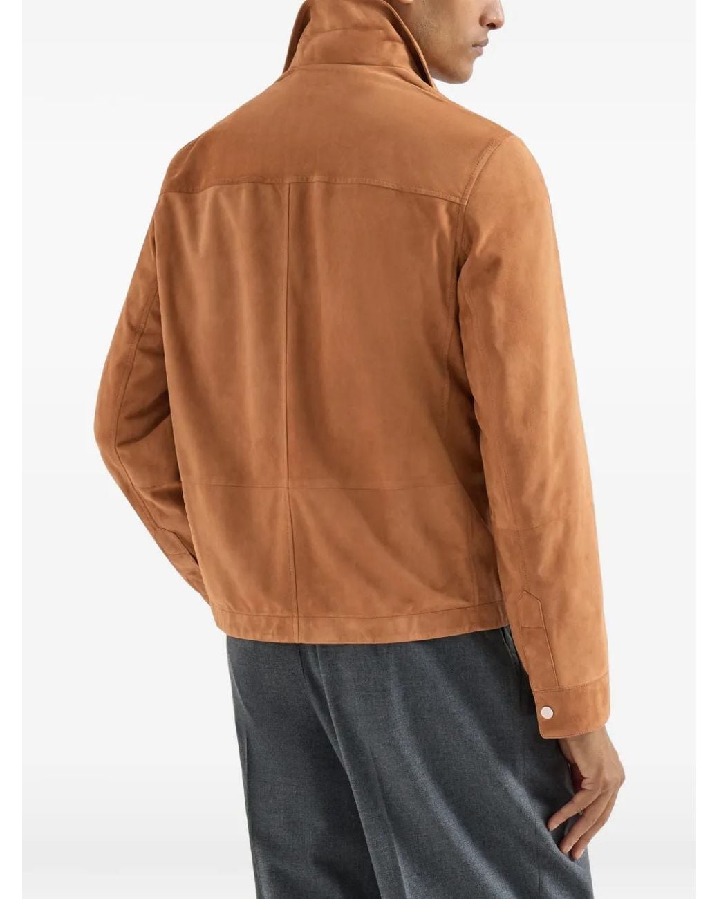 Brunello Cucinelli Brown Suede Outerwear Jacket for men
