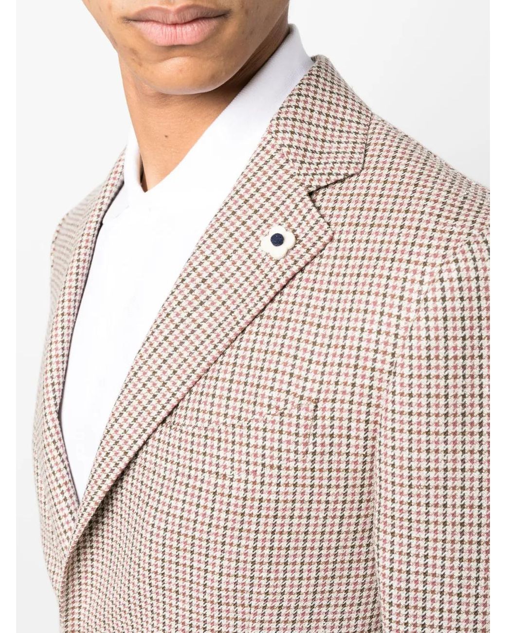 Lardini Natural Pota Houndstooth-Pattern Blazer for men
