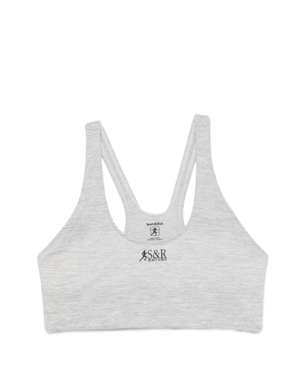 Sporty & Rich White Logo-Print Racerback Sports Bra