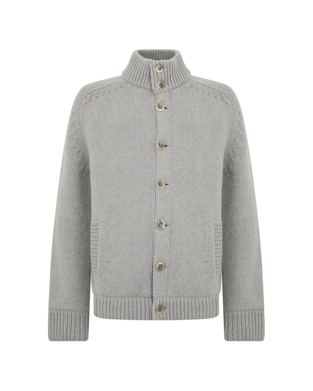 Herno Gray High-Neck Button-Up Cardigan for men