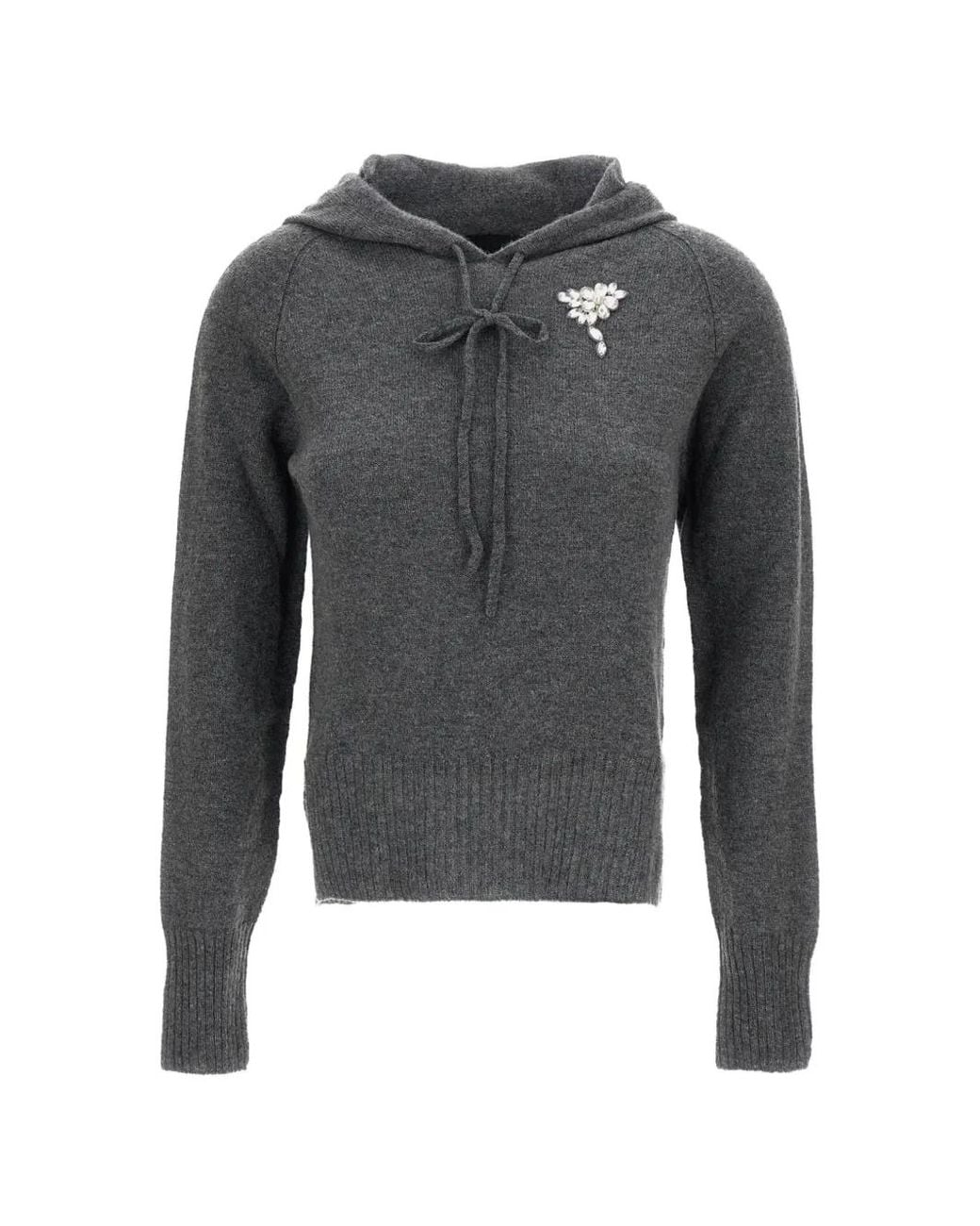 Simone Rocha Gray Hoodie À Ornements En Cachemire