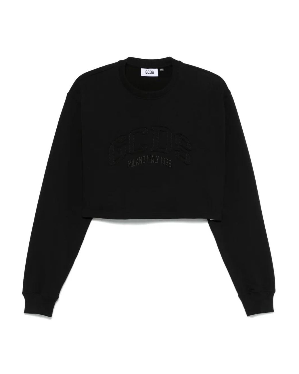 Gcds Black Logo Cropped Sweatshirt