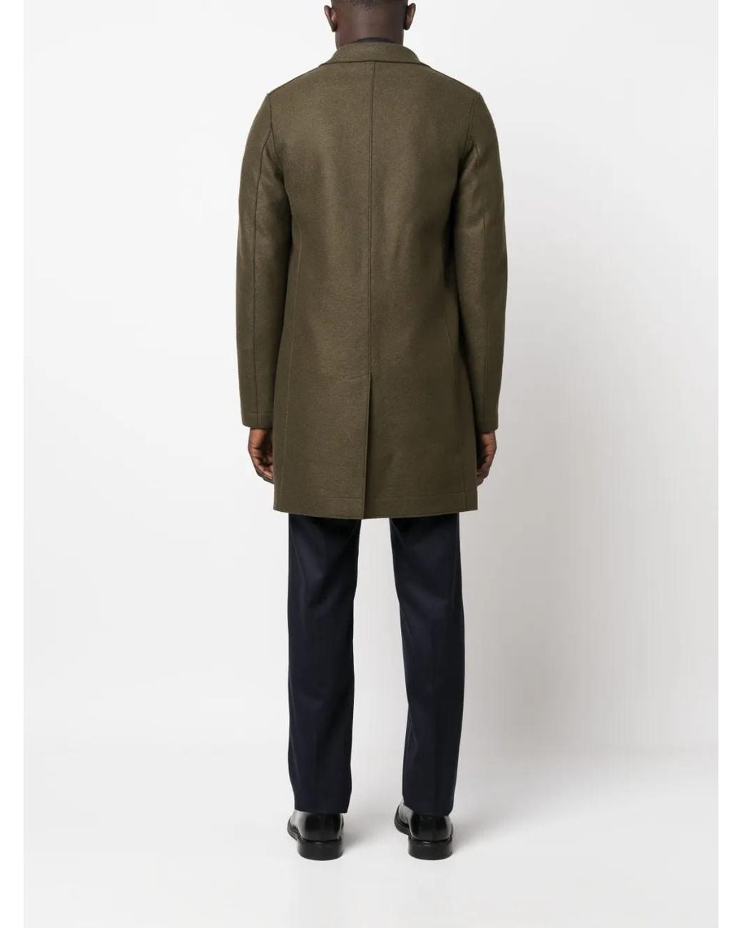 Harris Wharf London Green Single-Breasted Virgin-Wool Coat for men