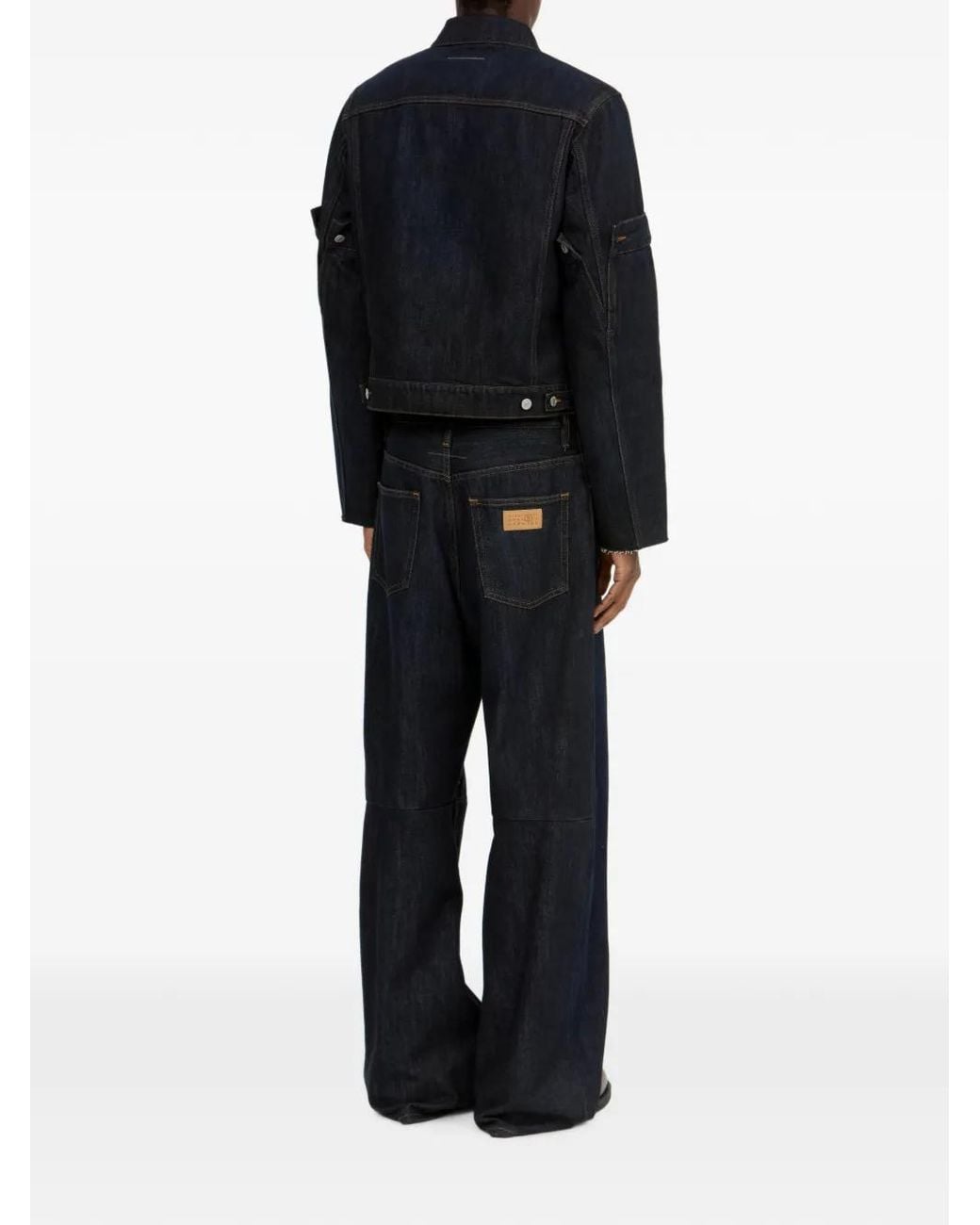 MM6 by Maison Margiela Blue Flipped-Sleeve Denim Jacket for men
