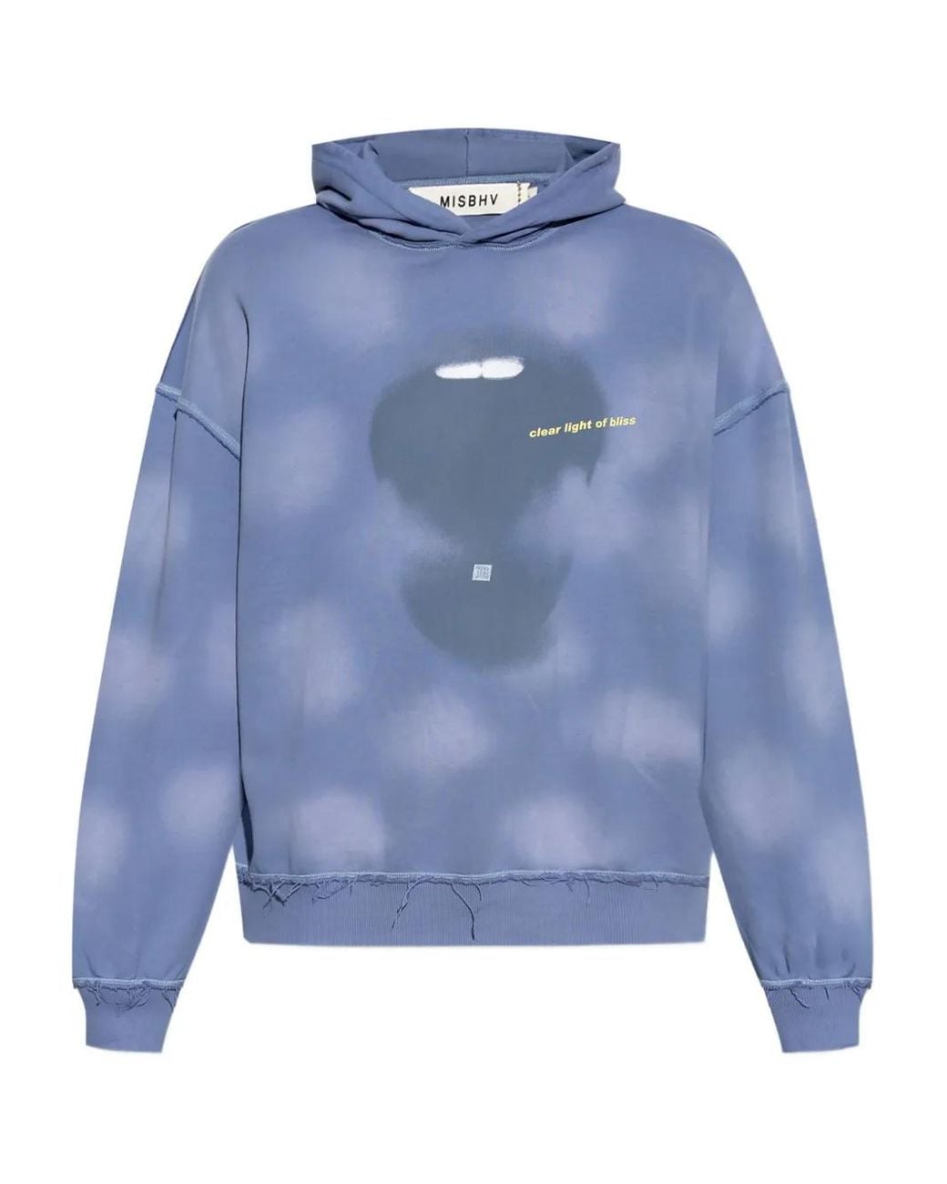 M I S B H V Blue Cloud-Print Frayed-Hem Hoodie for men