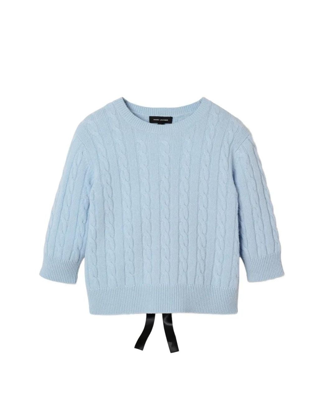 Marc Jacobs Blue Pull Dos Nu En Maille Côtelée À Détail De Nœud