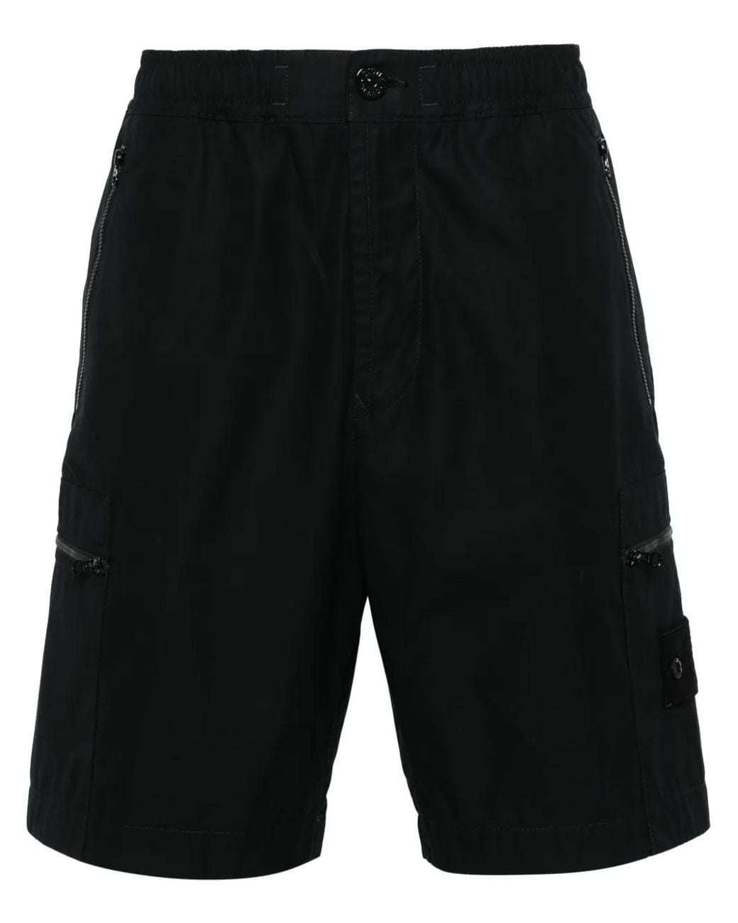 Stone Island Black Cotton Shorts For for men