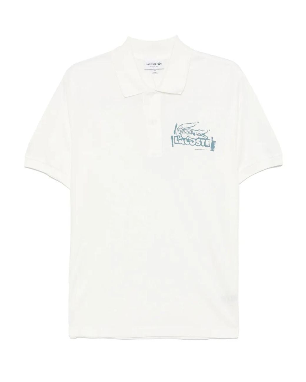 Lacoste White Classic Printed Polo Shirt for men
