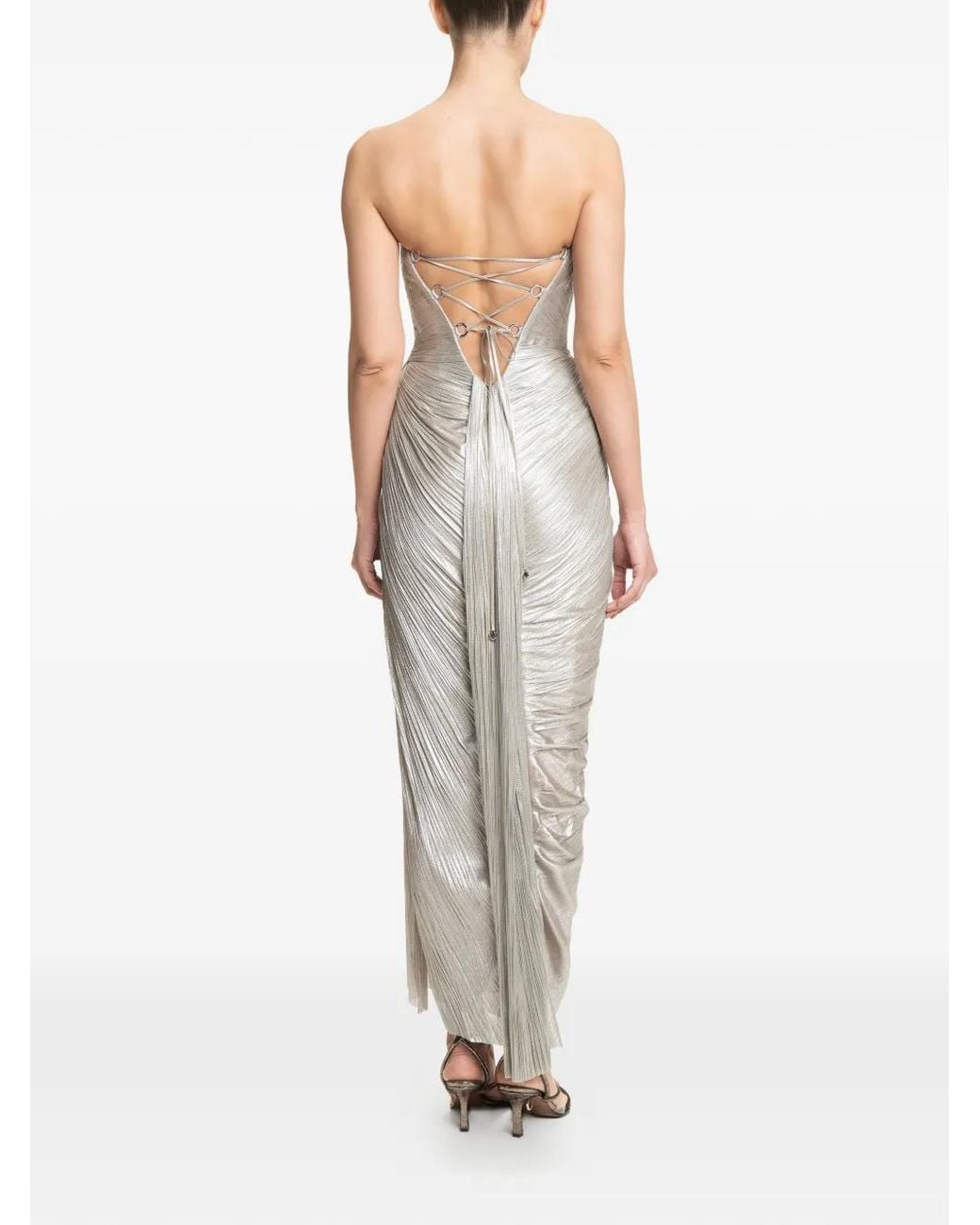 Maria Lucia Hohan White Amisha Cut-Out Pleated Maxi Dress