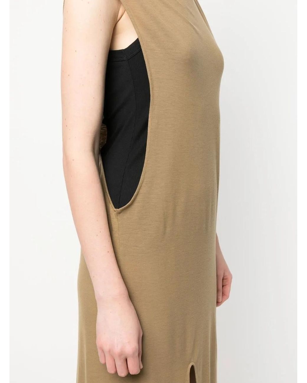 Auralee Natural Front-Slit Cut-Out Dress