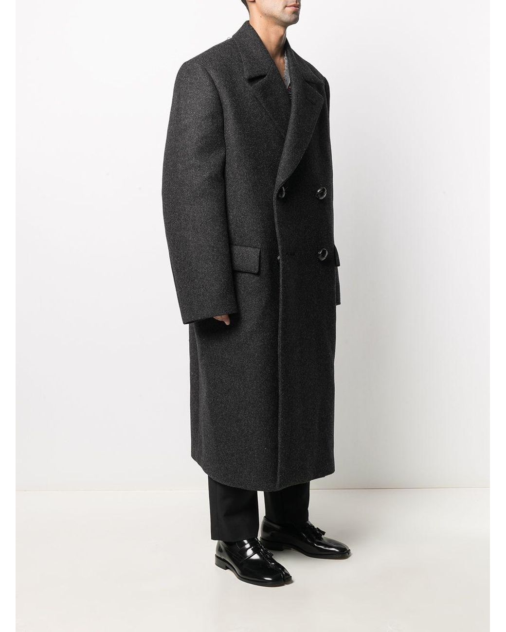 Raf Simons Oversized Double-breasted Coat in Gray for Men | Lyst