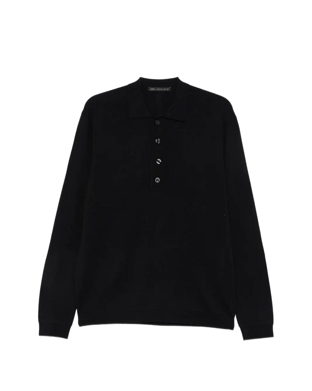 Low Brand Black Long-Sleeve Polo Shirt for men