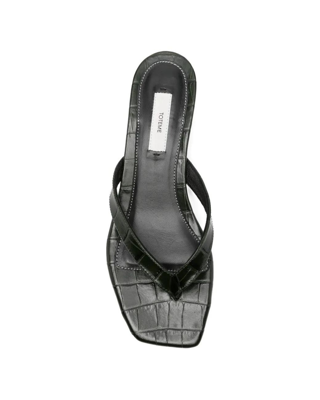 Totême White Croco-Embossed Heeled Flip Flops