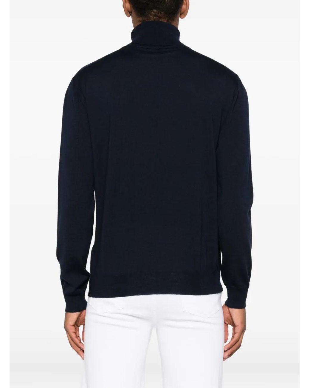 Valentino Garavani Black Wool High-Neck Sweater With Vg Embroidery for men