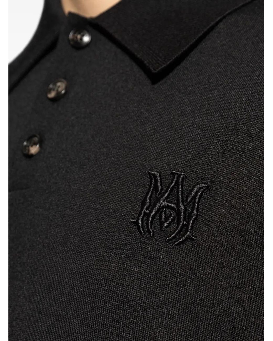 Amiri Black Logo-Embroidered Polo Shirt for men