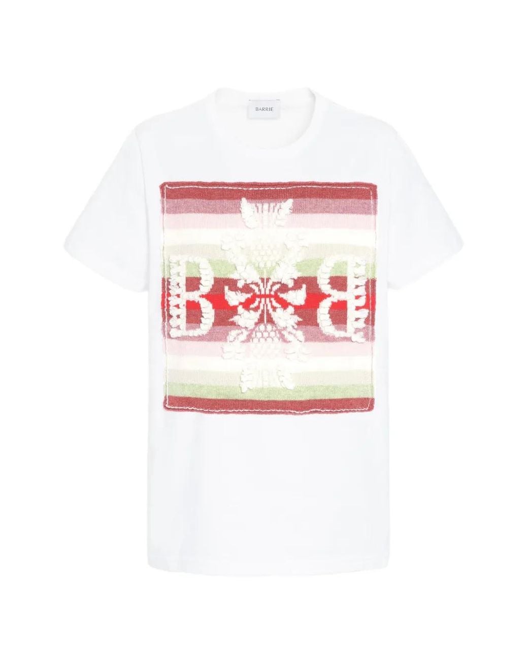 Barrie White Striped Logo-Patch T-Shirt
