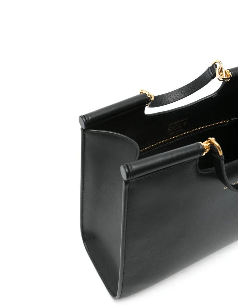 Dolce & Gabbana Black Calfskin Tote Bag With Adjustable Shoulder Strap