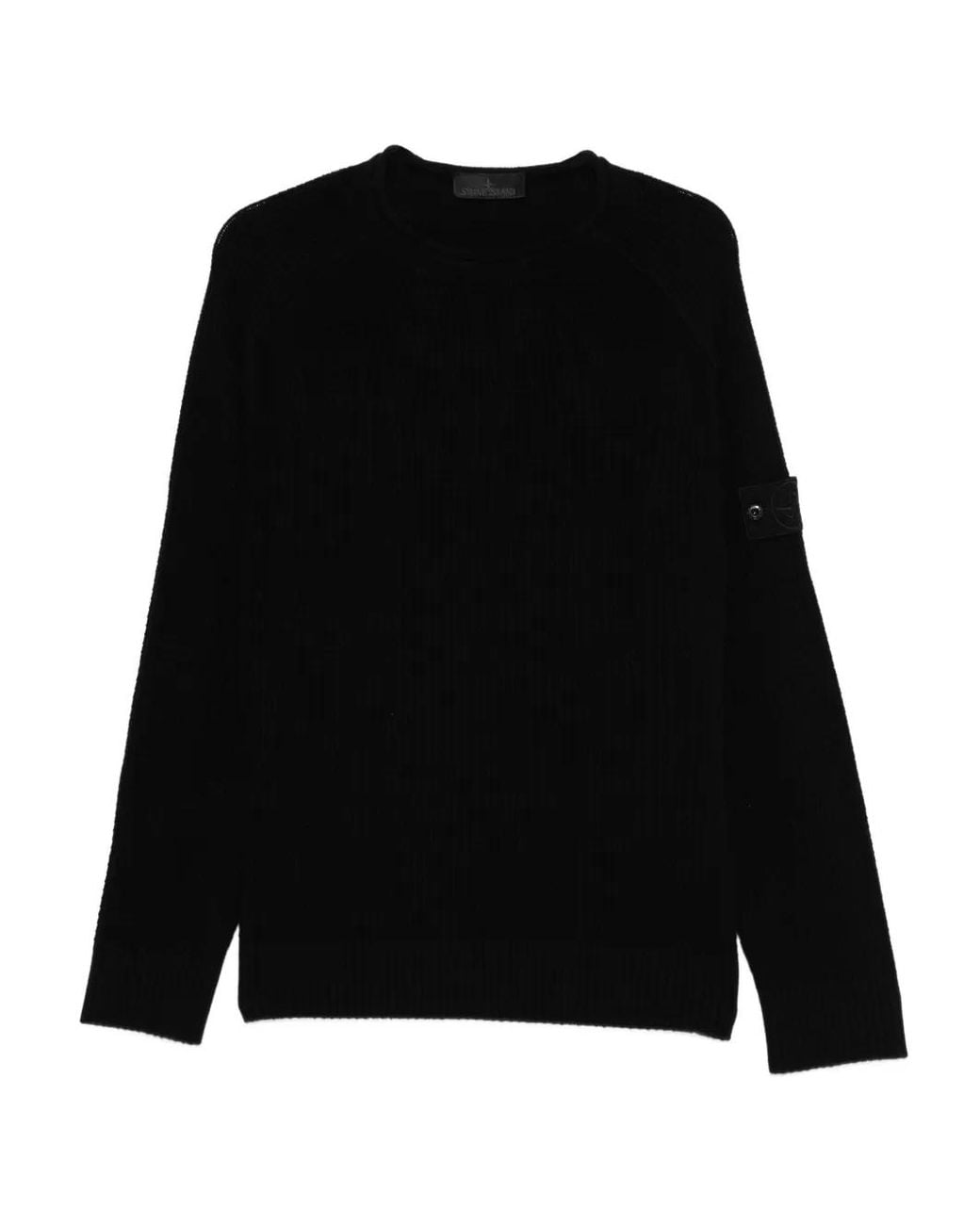 Stone Island Black Ribbed Crew-Neck Sweatshirt for men