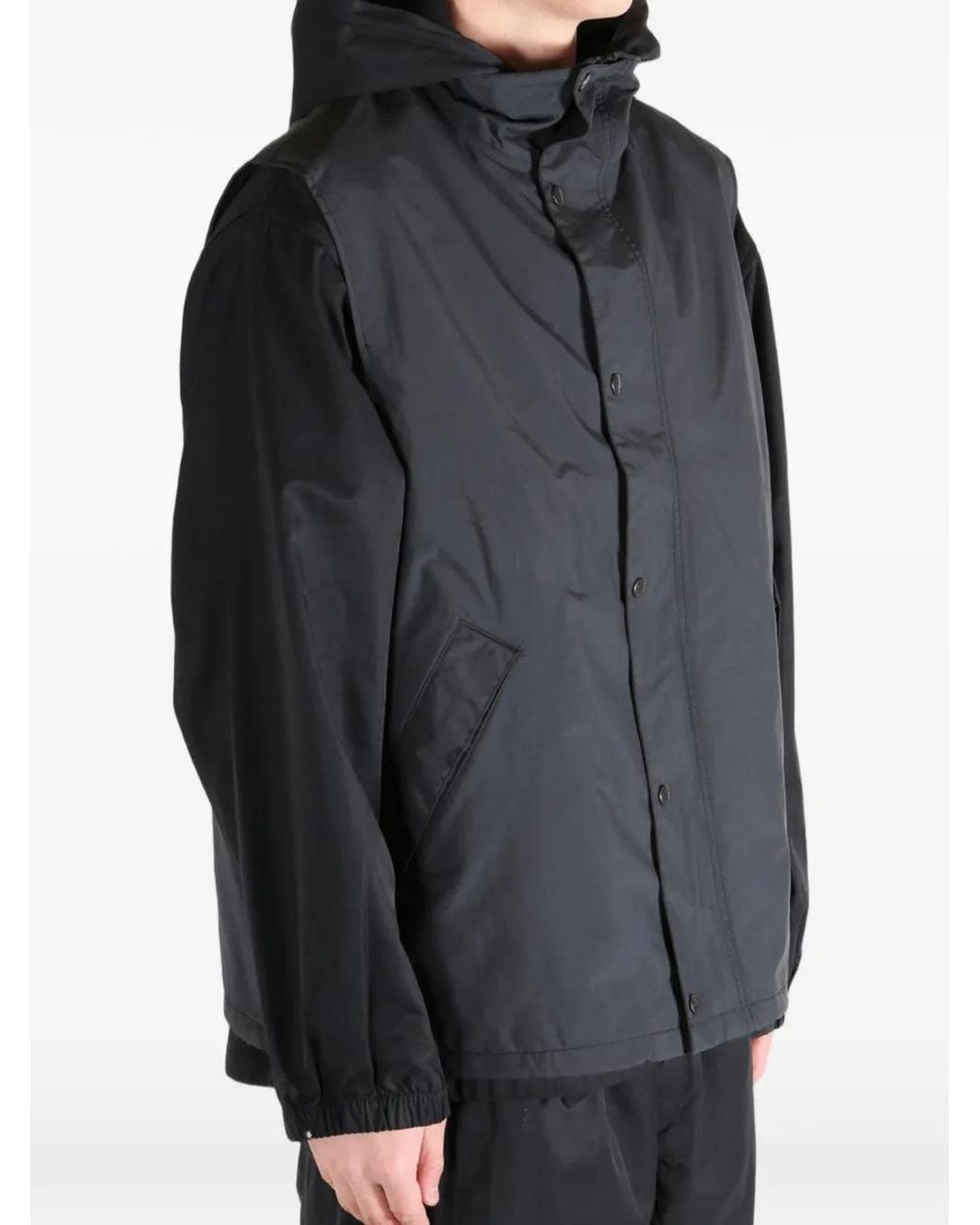 Nanamica Black Hooded Press-Stud Gilet for men