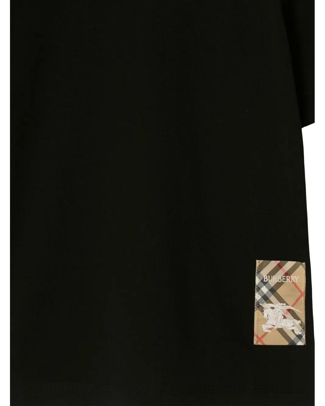 Burberry T-Shirt Met Geruite Patch in het Black