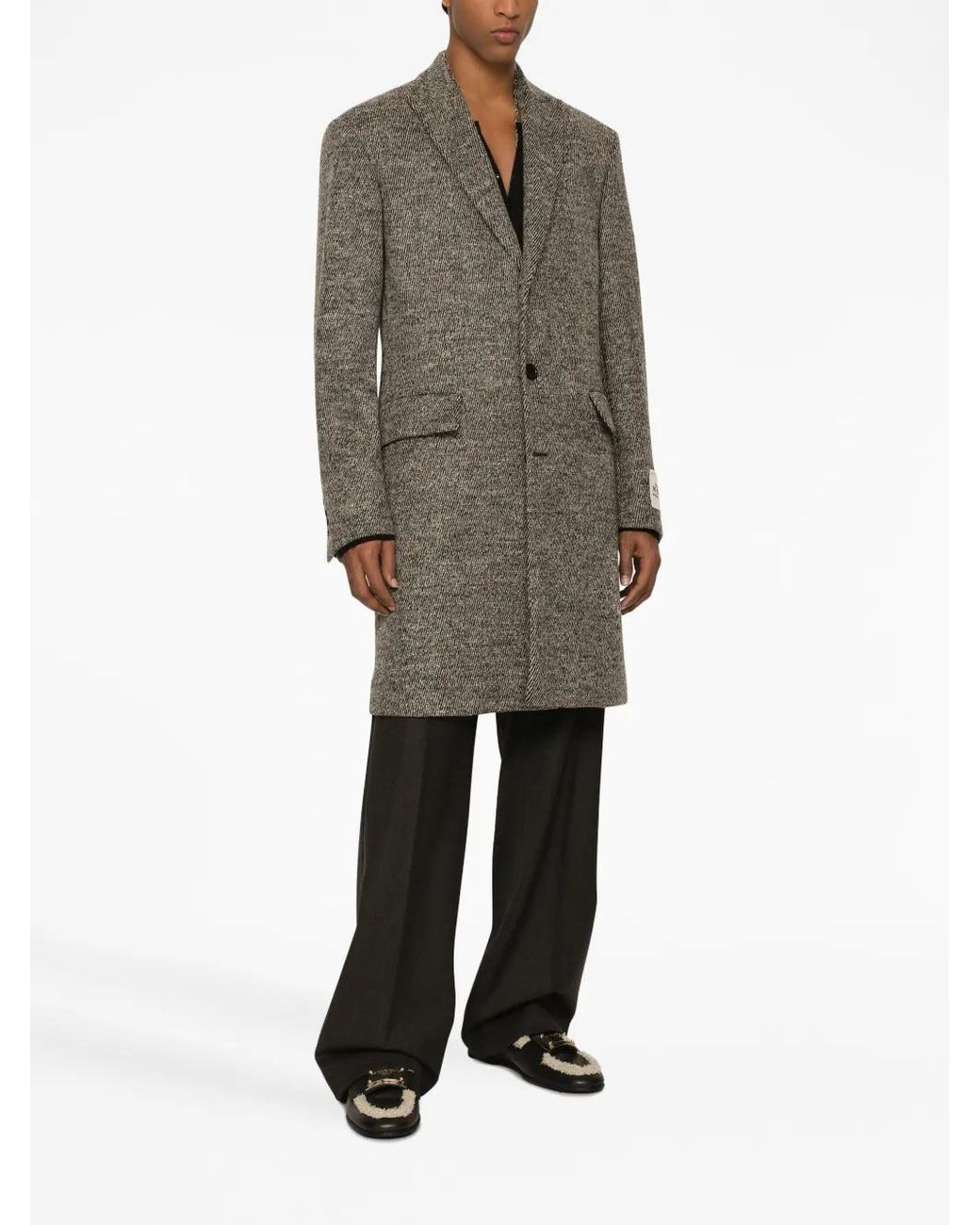 Dolce & Gabbana Gray Single-Breasted Melange Coat for men