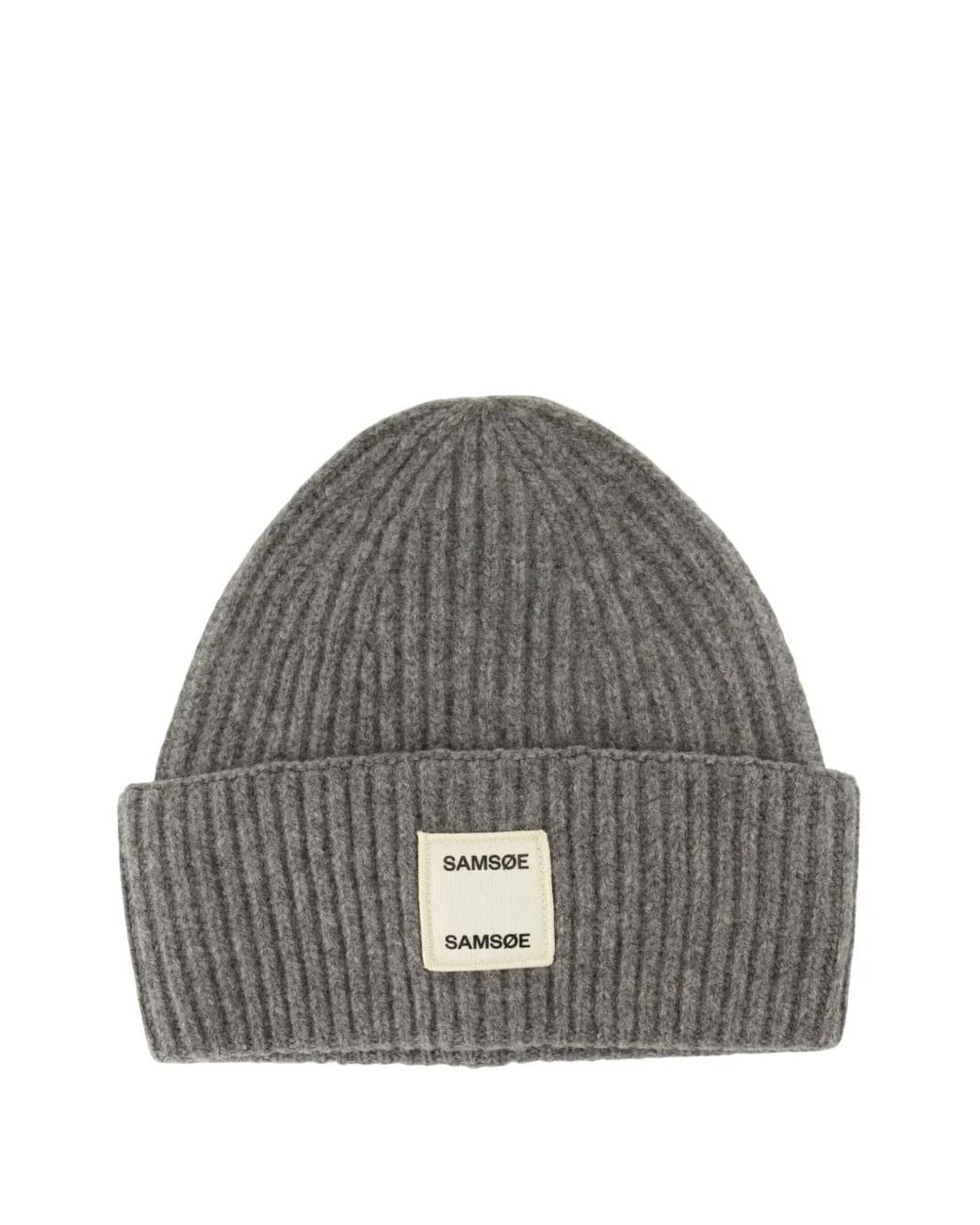Samsøe & Samsøe Gray Ribbed Wool Beanie