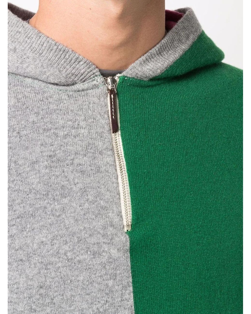 Mackintosh Green Colour-Block Knitted Hoodie for men
