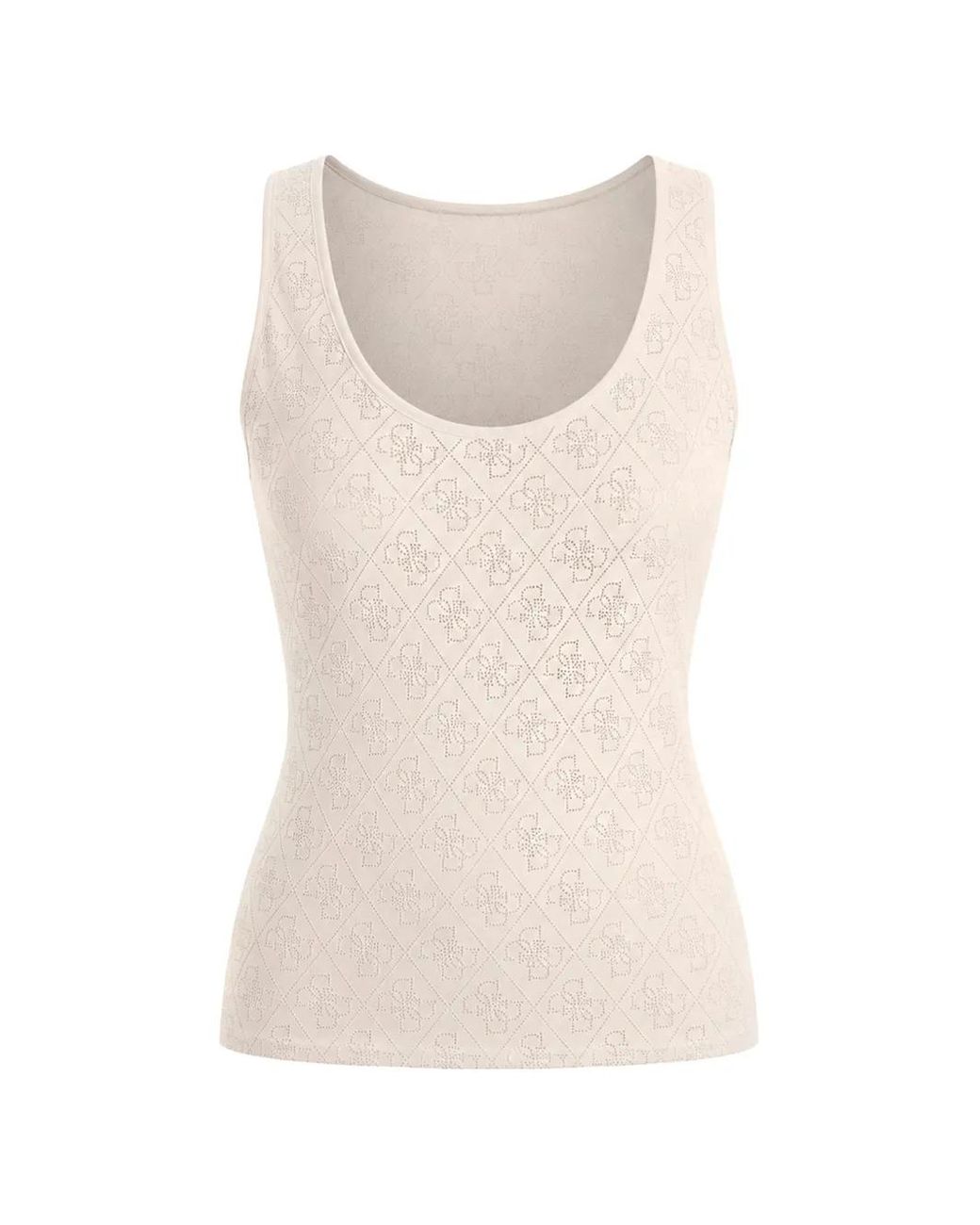Guess Natural Rhinestone-Embellished Logo-Print Top