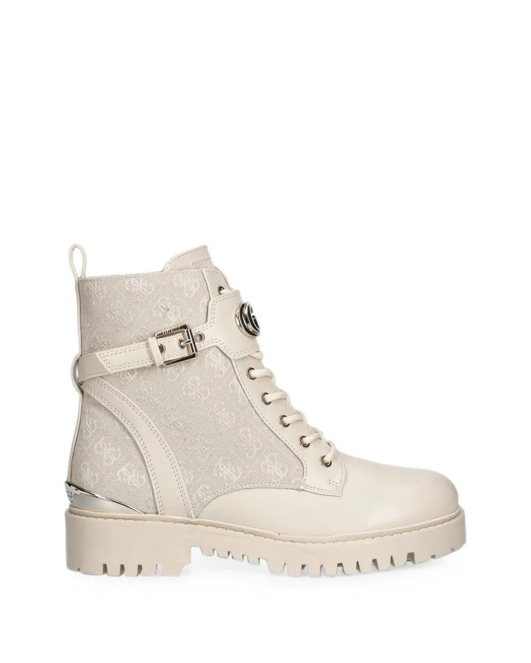 Guess Natural Olanna Logo Combat Boots