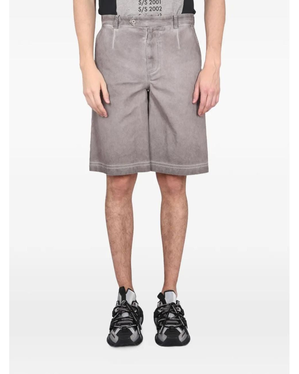 Dolce & Gabbana Gray Logo-Plaque Bermuda Shorts for men