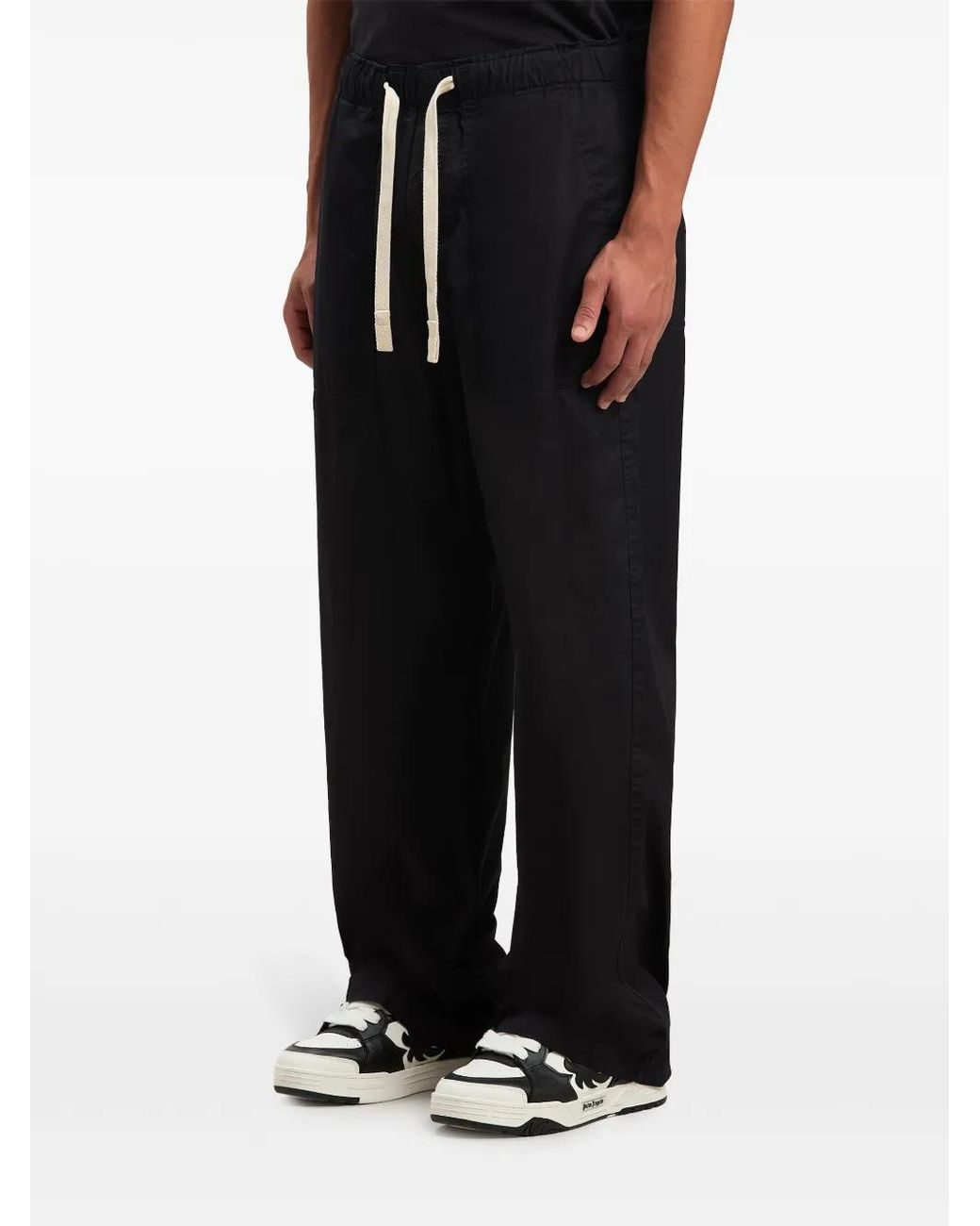 Palm Angels Black 'Curved Logo' Loose Pants for men