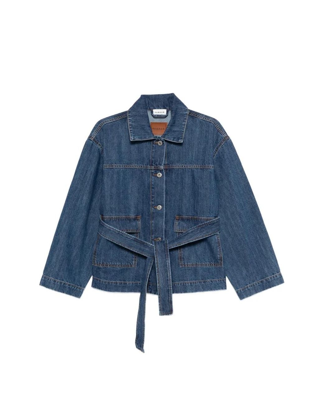 P.A.R.O.S.H. Blue Cojin Belted Denim Jacket