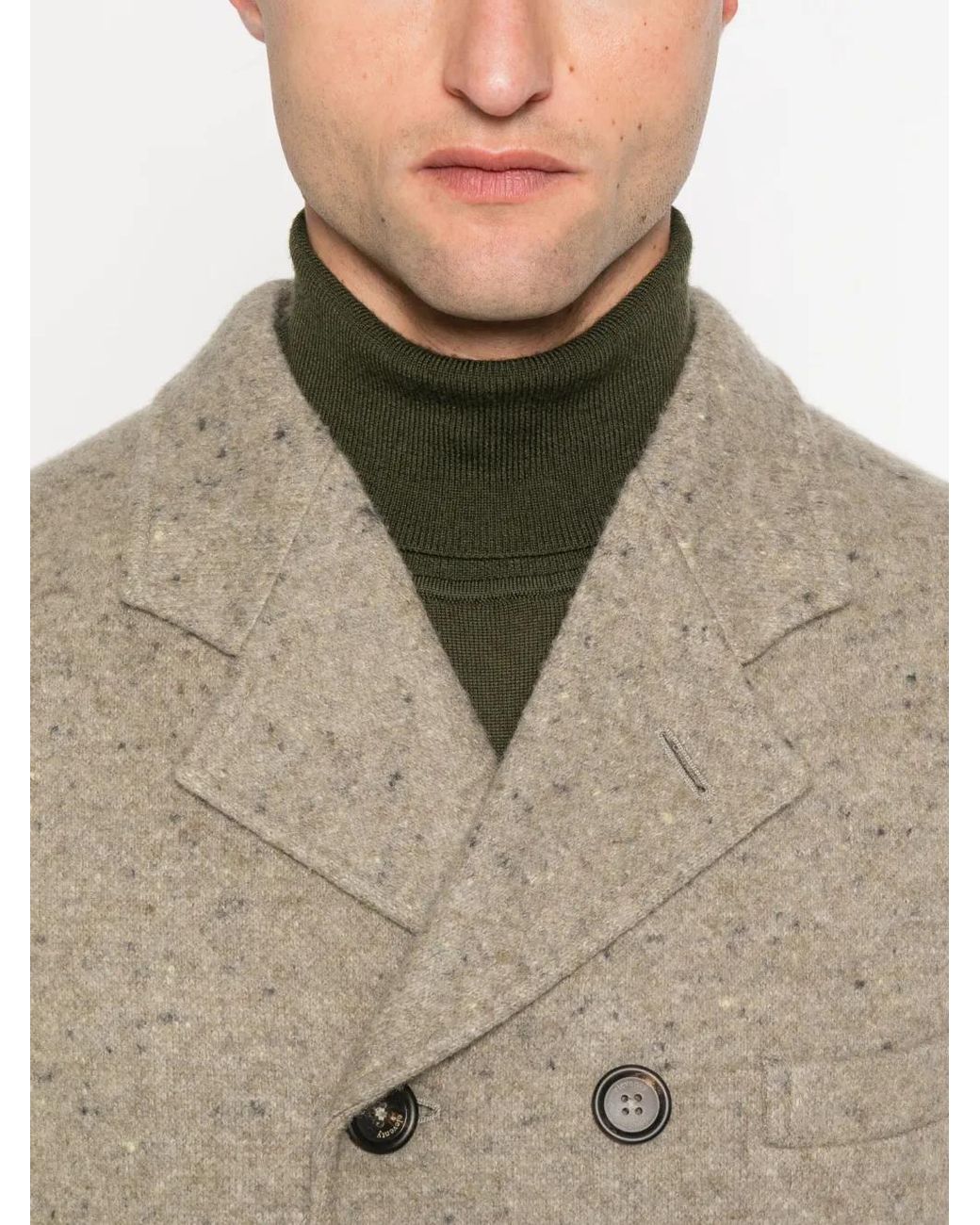 Eleventy Natural Double-Breasted Peacoat for men
