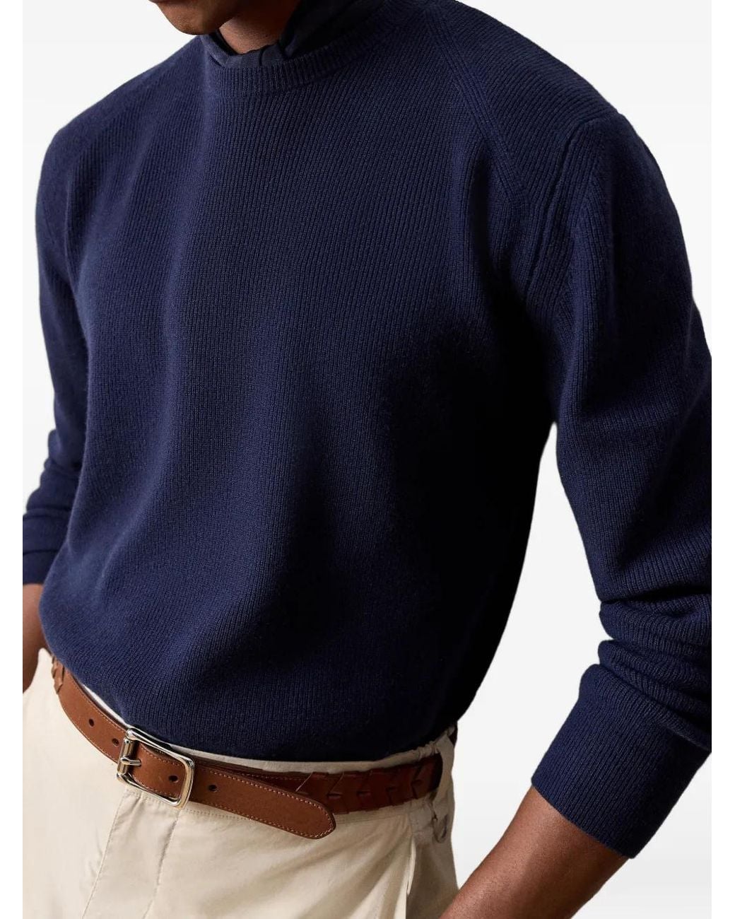 Ralph Lauren Blue Ribbed Cashmere Sweater for men