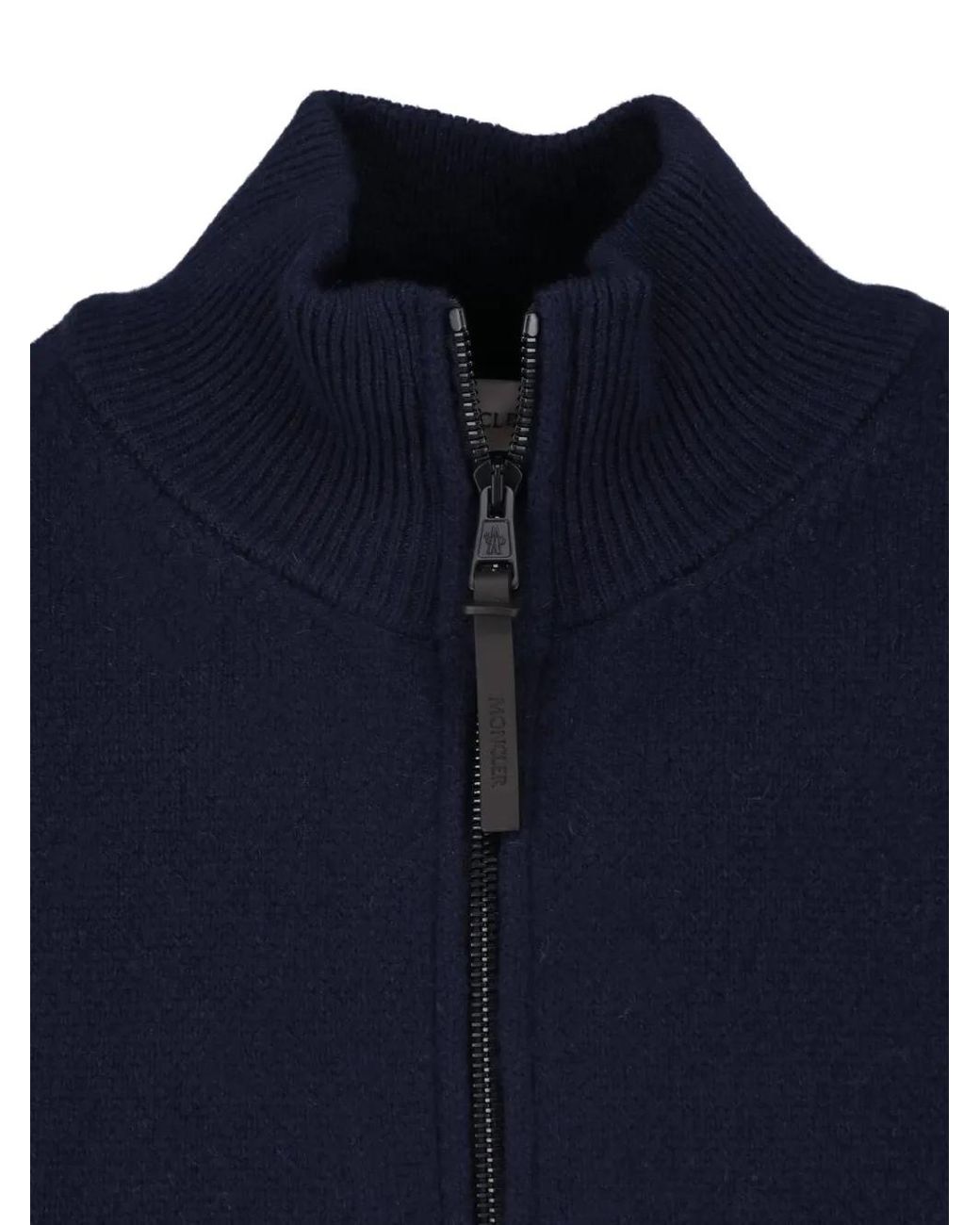 Moncler Blue Wool & Cashmere Zip-Up Cardigan for men