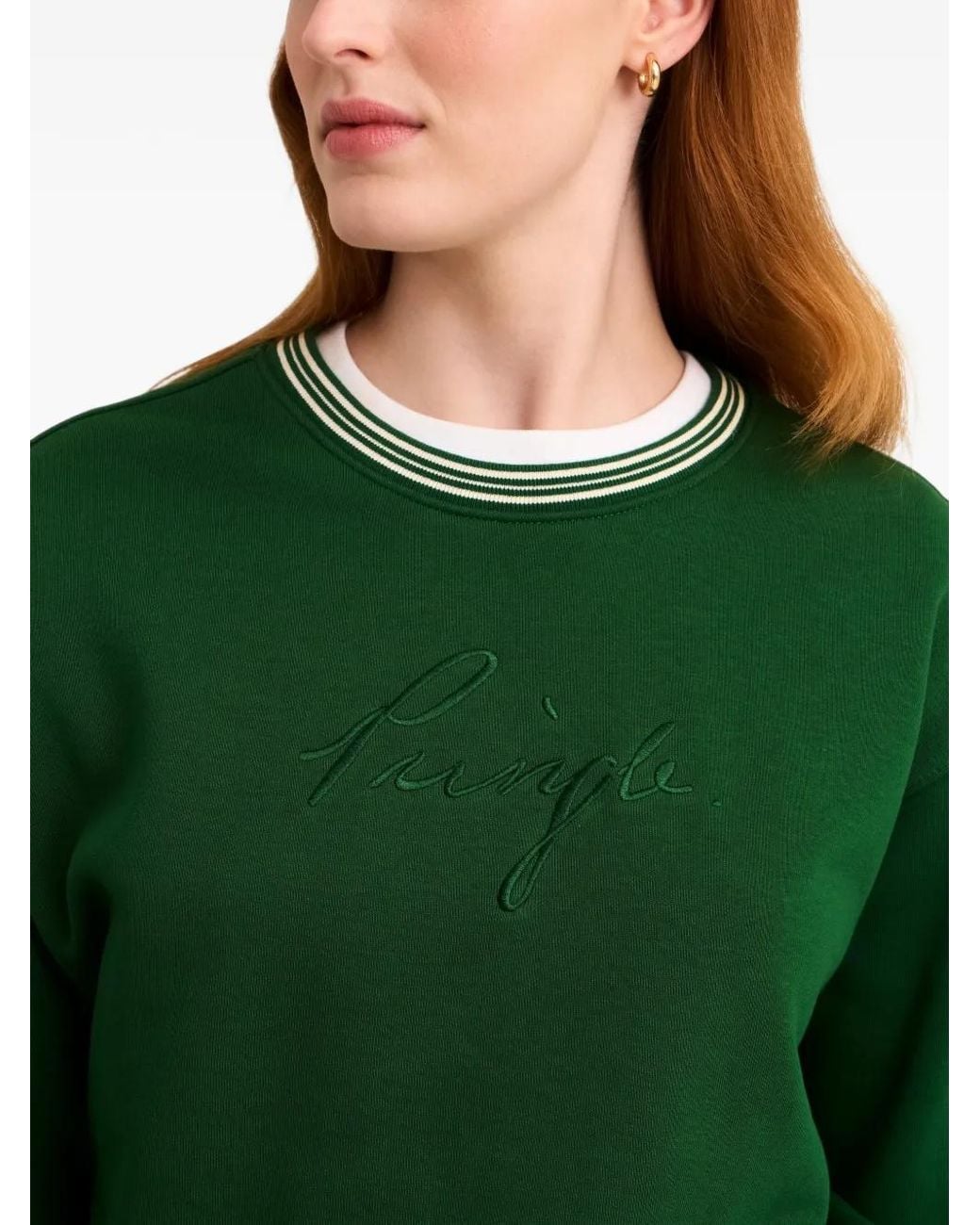 Pringle of Scotland Green Logo-Embroidered Piqué Sweatshirt