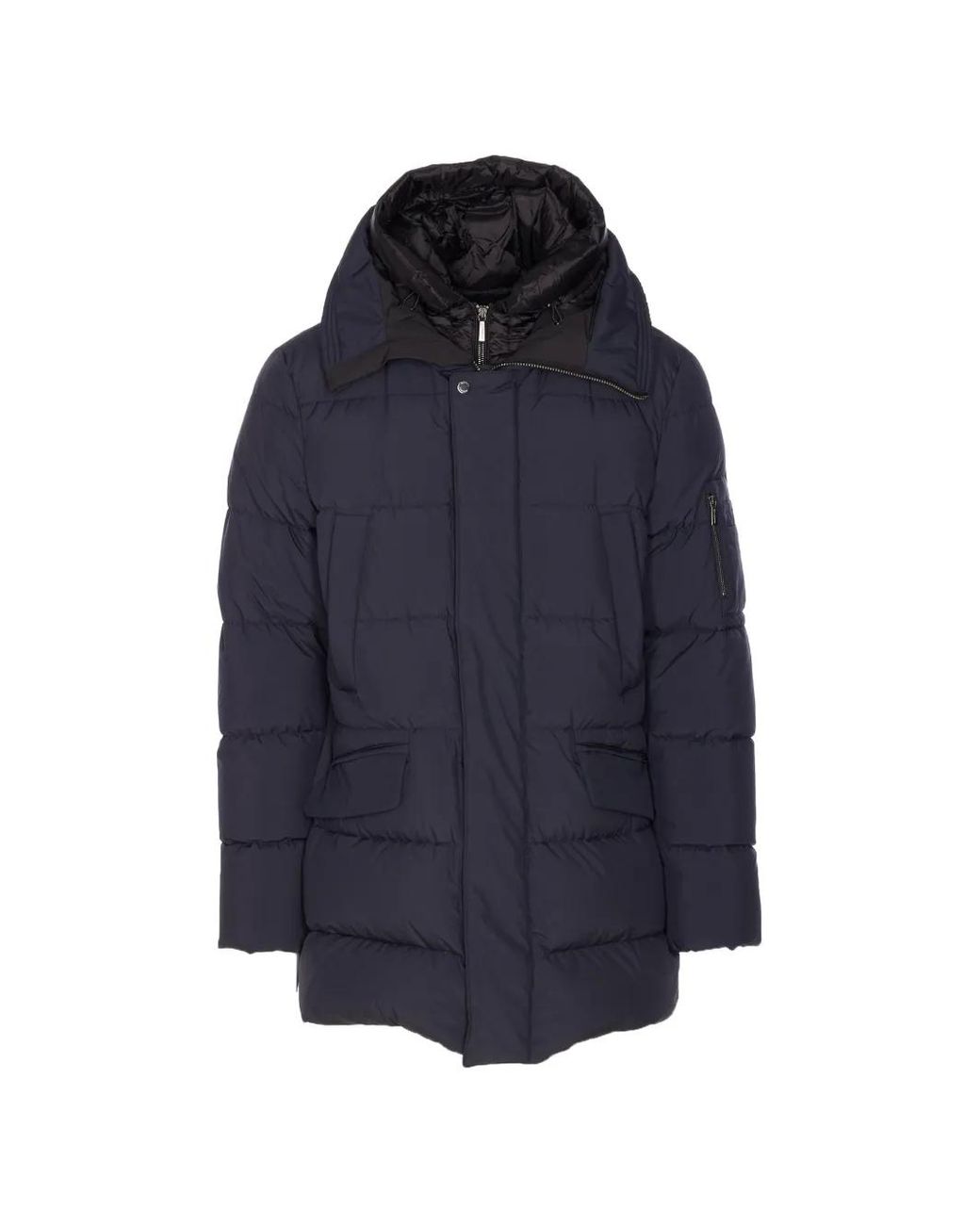 Moorer Blue Davide Hooded Padded Coat for men