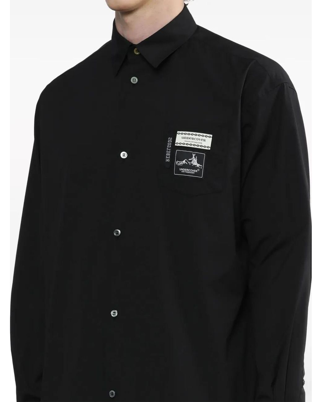 Undercover Black Logo-Patch Cotton-Blend Shirt for men