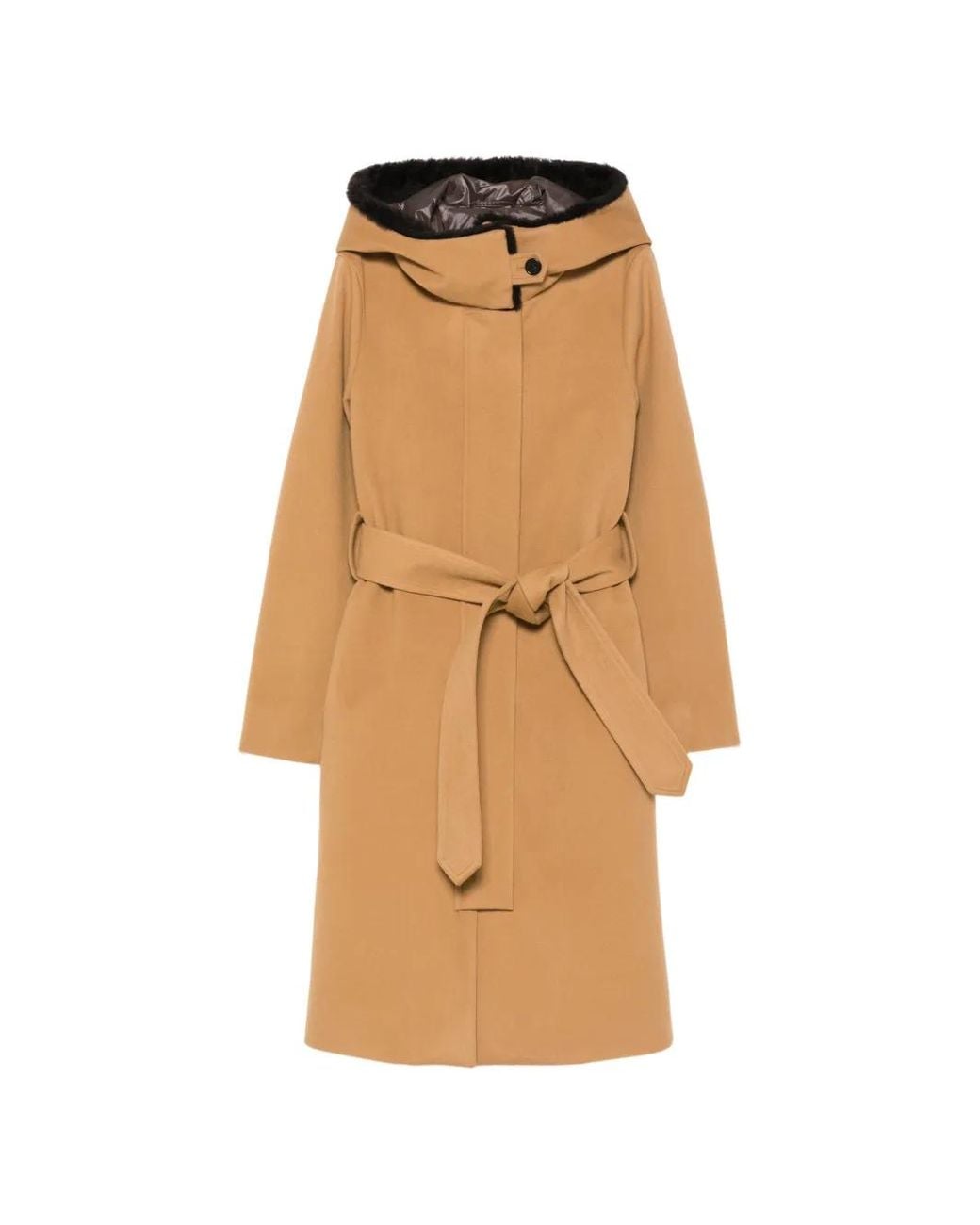 Norwegian Wool Natural Belted Hooded Coat